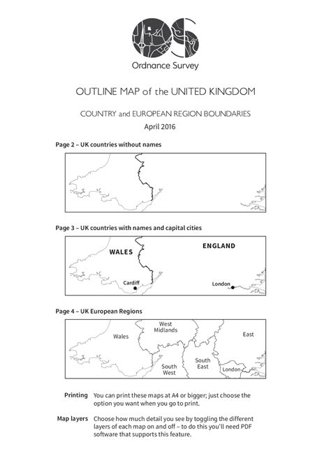 OUTLINE MAP of the UNITED KINGDOM | Lecture notes Printing | Docsity