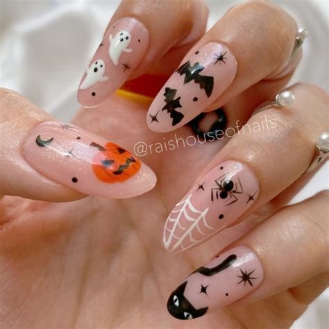 Halloween Ghosts Press On Nails White Spooky Nails Fake Etsy