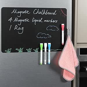 Amazon HOMiDEK Magnetic Chalkboard For Fridge Frosted Black Dry