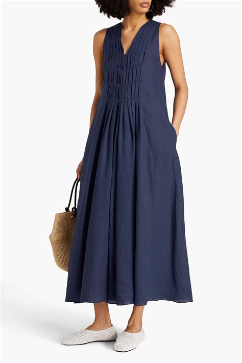 Emporio Armani Pleated Linen Midi Dress The Outnet