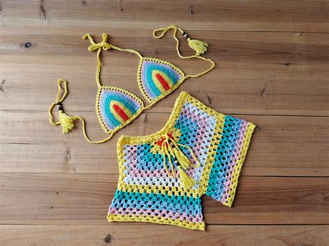 Handmade Crochet Bikini Set Beach Women Swimwear Etsy