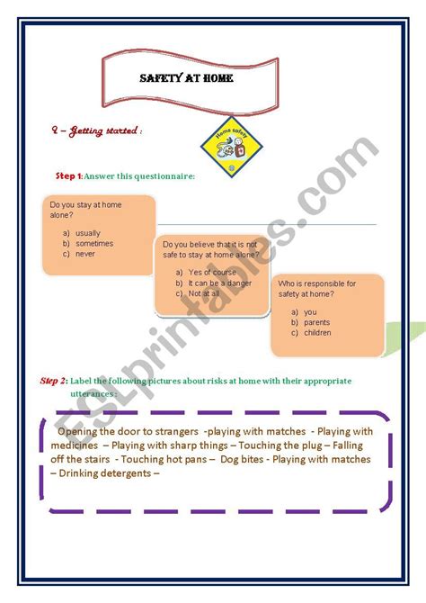 Safety At Home Part 1 Esl Worksheet By Thebestenglishteacher