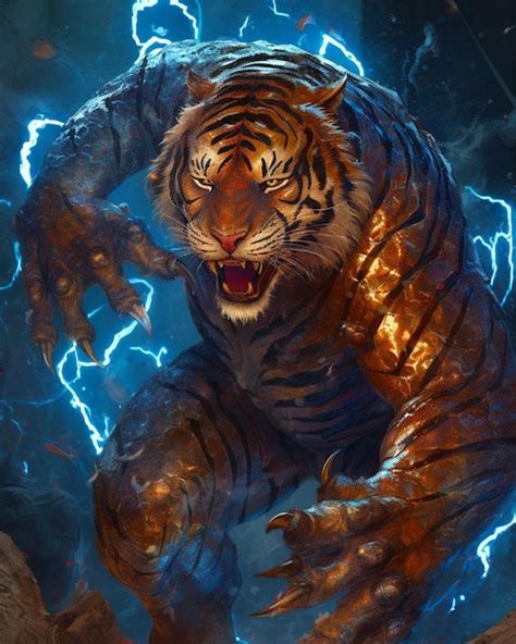 Premium Photo | A tiger with lightning bolts on his face