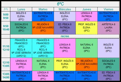 6º Educación Primaria Horarios