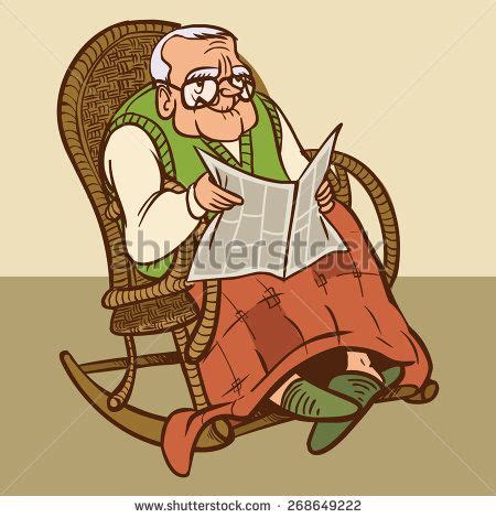 old man in a rocking chair drawing - bearartillustrationdrawing