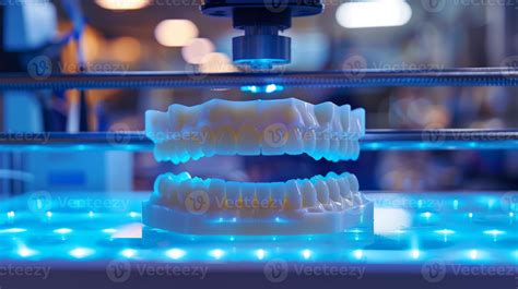 A dental lab utilizes advanced 3D printing technology to create a