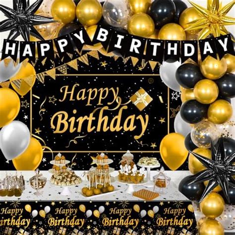 Amazon Birthday Decorations For Men Women Black And Gold Party