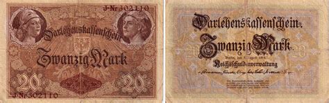 Deutsches Reich Banknote Mark Kn Nr Braun Stellig