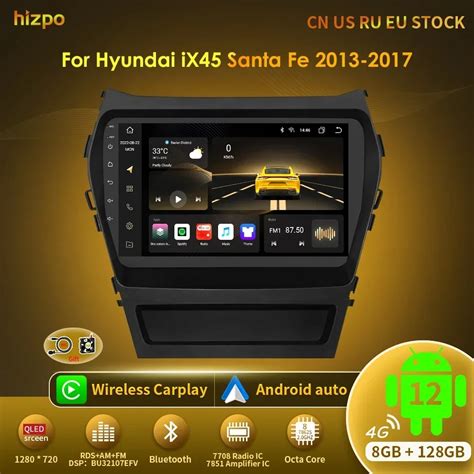 Hizpo Carplay Android 12 For Hyundai IX45 Santa Fe 2013 2017 Car Radio