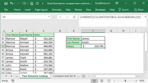 Excel Formula To Compare Two Columns And Return A Value 5 Examples