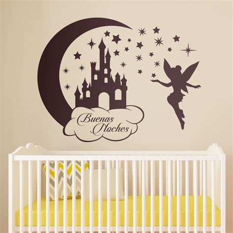 Sticker mural enfant château lune et fée Clochette WebStickersMuraux