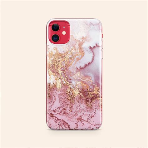 Marble Iphone Case Rose Gold Marble Iphone 11 Pro Case Gold Etsy