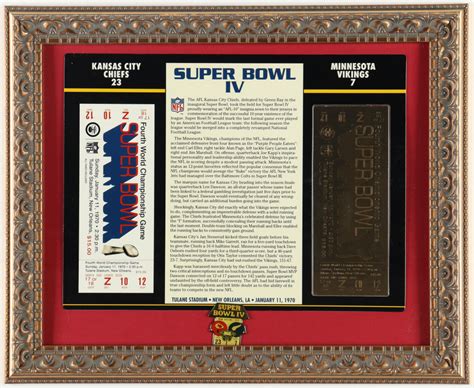 Super Bowl Iv Commemorative Custom Framed Score Card Display With Kt