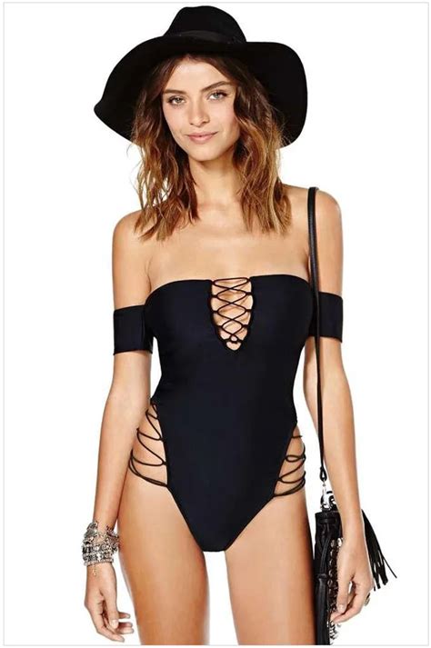 2017 Sexy Bandage Bikini Set One Piece Reffle String Womens Swimwear