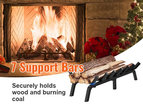 VEVOR Fireplace Log Grate, 30 inch Heavy Duty Fireplace Grate with 6 ...