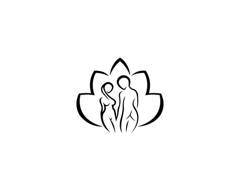 Man And Women Naked art Beauty Body Logo Design with Lotus Flower