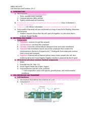 Cell Structure Function 03 Docx MBIO 3401 H52 Cell Structure And