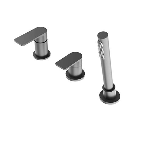 Abacus Edge Anthracite Deck Mounted 3 Tap Hole Bath Mixer Sanctuary