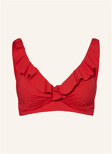 Lauren Ralph Lauren B Gel Bikini Top Beach Club Solids In Rot