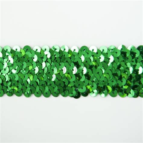 Stretch Sequin Trim Row Emerald Shine Trimmings Fabrics