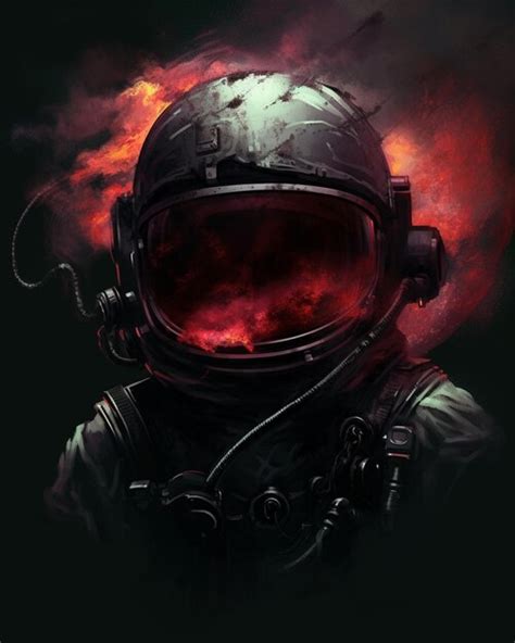 Premium Ai Image Painting Of A Man In A Space Suit With A Red Helmet