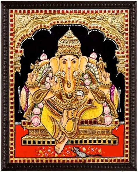 Ganesha Traditional Tanjore Painting With Frame 185inc X 16inc X2