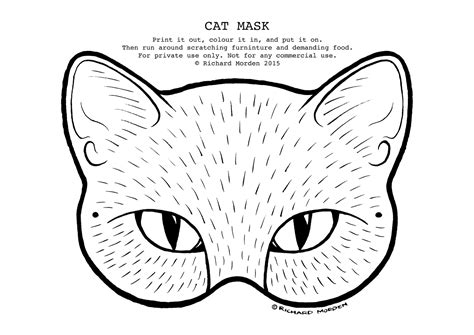 Маска кошки раскраска - 77 фото
