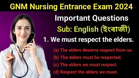 Gnm Nursing Entrance Exam English Voice Question Paper Gnm Entrance