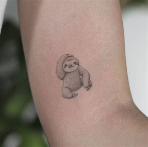 Single Needle Sloth Tattoo On The Inner Arm Sloth Tattoo Small