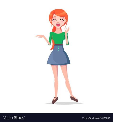 Laughing Young Woman Cartoon Flat Character Vector Image