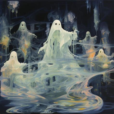 Ai Generated Illustration Of Surrealist Ghostly Figures Floating On The