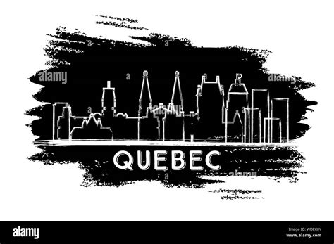 Quebec Canada City Skyline Silhouette Hand Drawn Sketch Vector