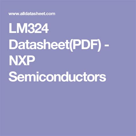 LM324 Datasheet PDF NXP Semiconductors Semiconductors Pdf Data