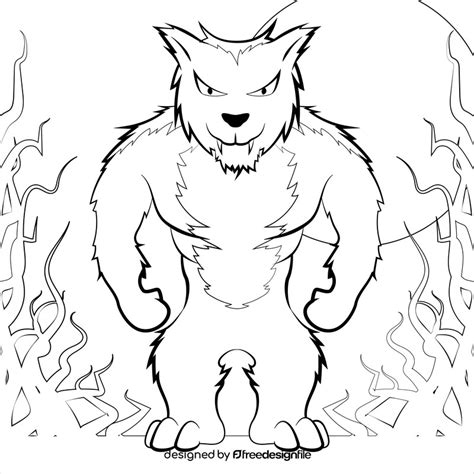 Werewolf drawing black and white vector free download