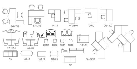 AutoCAD Office Furniture Blocks Plan View - Cadbull