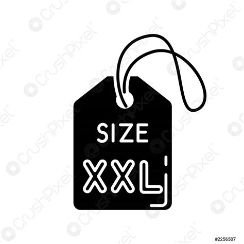 XXL size label black glyph icon Garments parameters specification