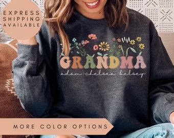 Grandma Sweatshirt With Names Personalized Grandma Retro Sweatshirt