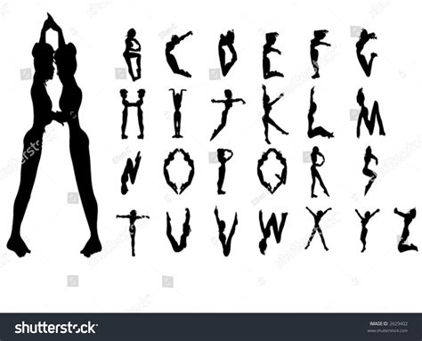 Alphabet Made People Silhouettes Vector Stock Vector 2629402 Shutterstock