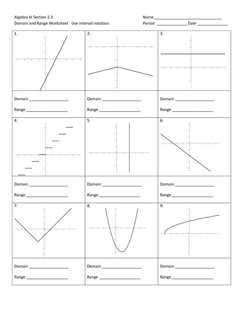 9 Domain Range Graph Worksheet Free Pdf At