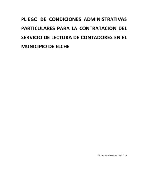 Pliego De Condiciones Administrativas