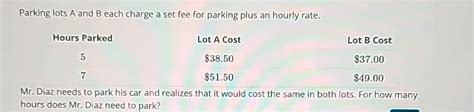 Solved Parking lots A and B ﻿each charge a set fee for | Chegg.com