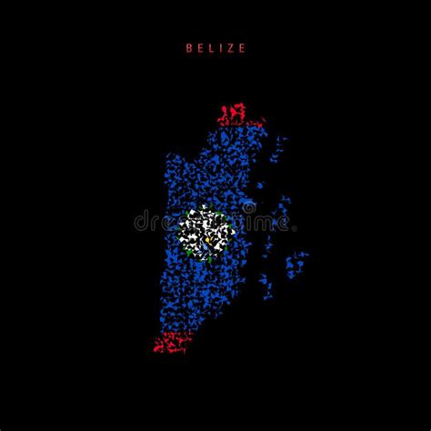 Belize Flag Map, Chaotic Particles Pattern in the Belizean Flag Colors. Vector Illustration ...