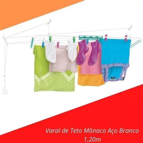 Varal De Teto Mônaco Aço Branco 1 20 M Secalux