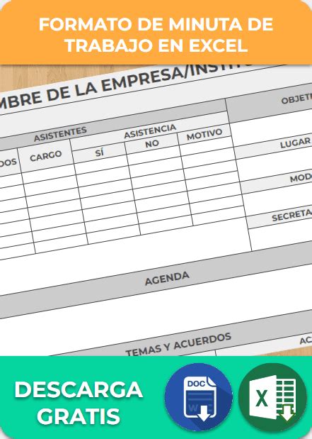 Minuta De Trabajo En Excel Ejemplos Formatos Word Excel