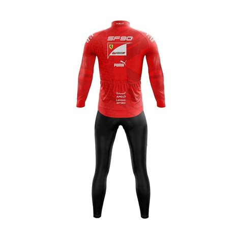 Conjunto Ciclismo Inverno Calça e Camisa Manga Longa Pro Tour Ferrari