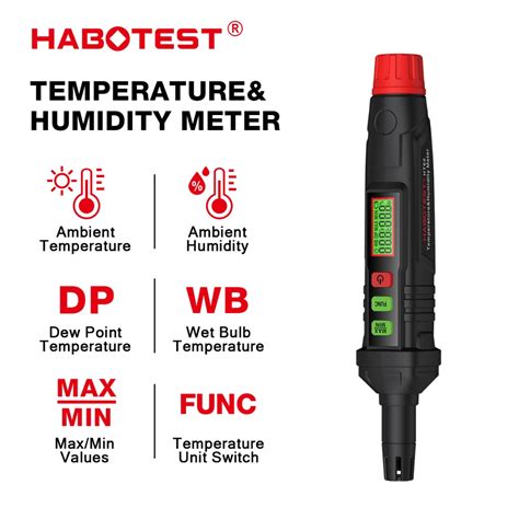 HABOTEST HT62 Temperature Humidity Meter 4 In 1 Digital Psychrometer