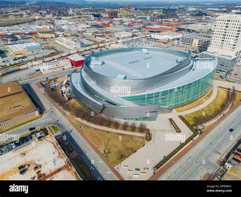 Oklahoma, FEB 14 2023 - Aerial view of the Bok Center and Tulsa ...