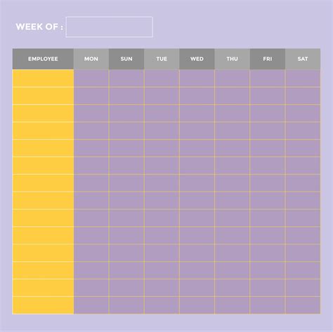 Weekly Work Schedule - 10 Free PDF Printables | Printablee