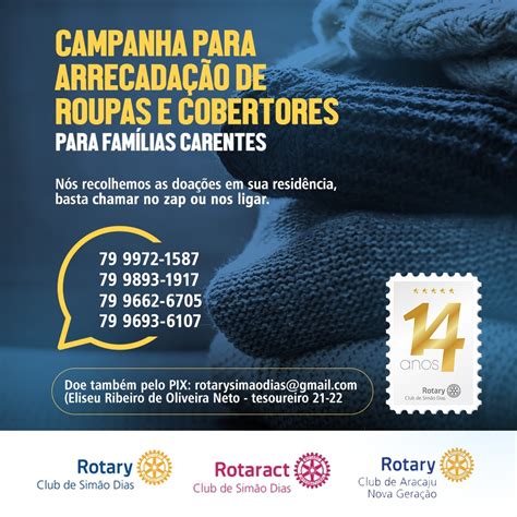 ROTARY E ROTARACT CAMPANHA PARA ARRECADAÇÃO DE ROUPAS E COBERTORES