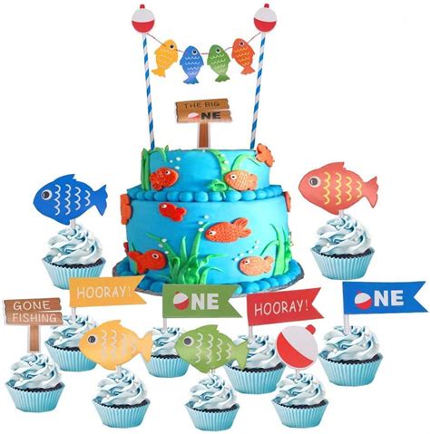 Buy Suppar 42 Set The Big One Cake Topper Gone Fishing Bobber Cake